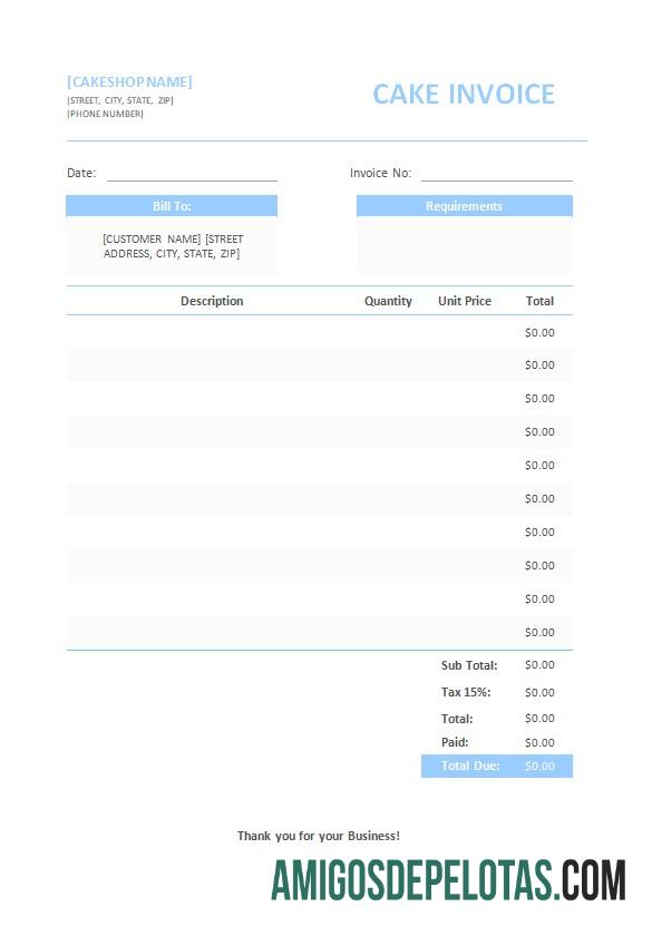 realista Modelo de fatura de bolo grátis